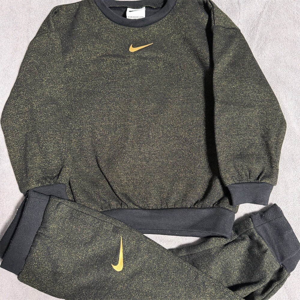 Nike Toddler Girls 2pc Fleece Sweat Set Sweatshirt Jogger Pants 4 Black